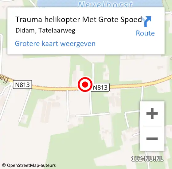 Locatie op kaart van de 112 melding: Trauma helikopter Met Grote Spoed Naar Didam, Tatelaarweg op 30 januari 2022 15:54