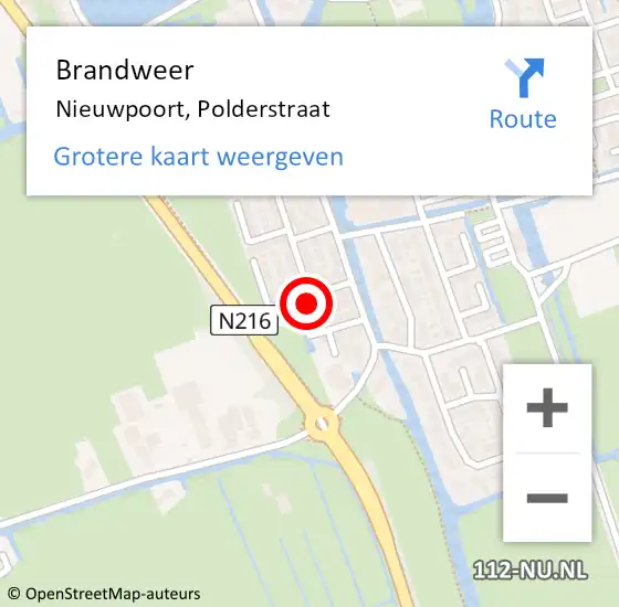 Locatie op kaart van de 112 melding: Brandweer Nieuwpoort, Polderstraat op 30 januari 2022 15:59