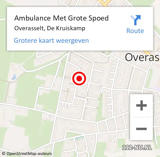 Locatie op kaart van de 112 melding: Ambulance Met Grote Spoed Naar Overasselt, De Kruiskamp op 30 januari 2022 16:02