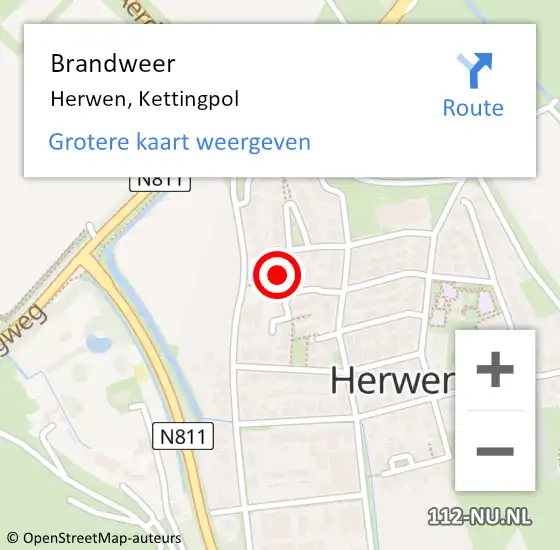 Locatie op kaart van de 112 melding: Brandweer Herwen, Kettingpol op 30 januari 2022 16:06