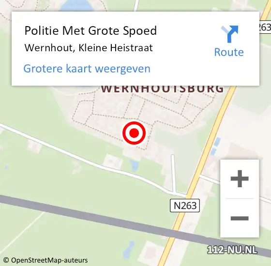Locatie op kaart van de 112 melding: Politie Met Grote Spoed Naar Wernhout, Kleine Heistraat op 30 januari 2022 16:16