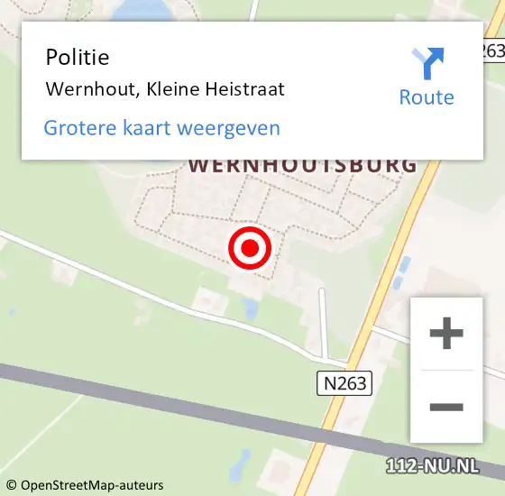 Locatie op kaart van de 112 melding: Politie Wernhout, Kleine Heistraat op 30 januari 2022 16:16