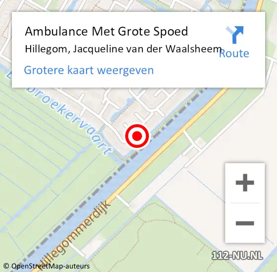 Locatie op kaart van de 112 melding: Ambulance Met Grote Spoed Naar Hillegom, Jacqueline van der Waalsheem op 30 januari 2022 16:20