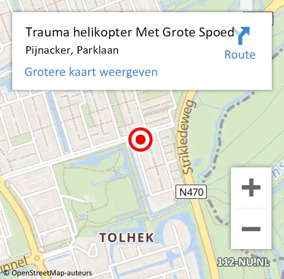 Locatie op kaart van de 112 melding: Trauma helikopter Met Grote Spoed Naar Pijnacker, Parklaan op 30 januari 2022 16:20