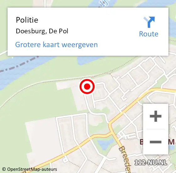 Locatie op kaart van de 112 melding: Politie Doesburg, De Pol op 30 januari 2022 16:21