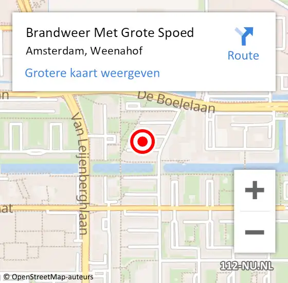 Locatie op kaart van de 112 melding: Brandweer Met Grote Spoed Naar Amsterdam, Weenahof op 30 januari 2022 16:28