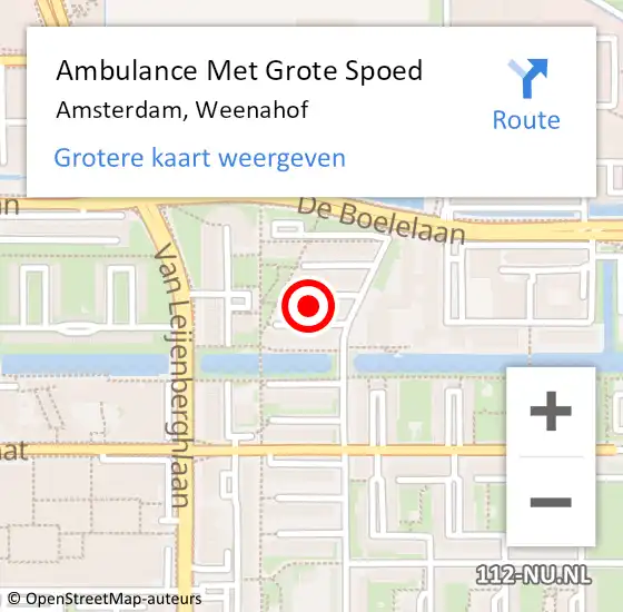 Locatie op kaart van de 112 melding: Ambulance Met Grote Spoed Naar Amsterdam, Weenahof op 30 januari 2022 16:30