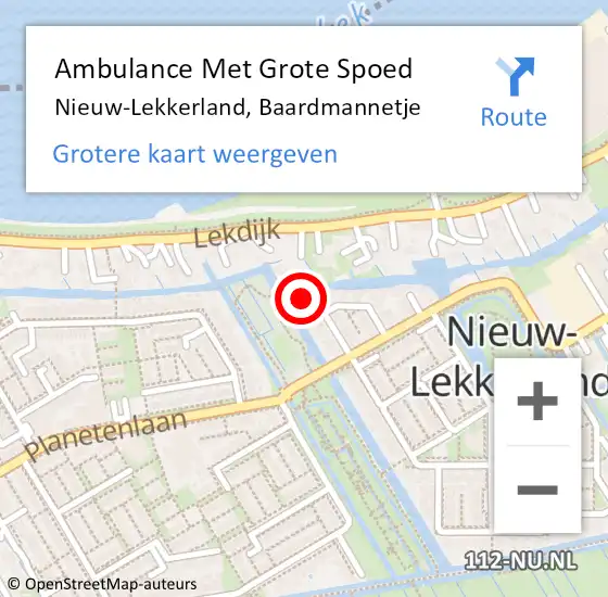 Locatie op kaart van de 112 melding: Ambulance Met Grote Spoed Naar Nieuw-Lekkerland, Baardmannetje op 30 januari 2022 16:37