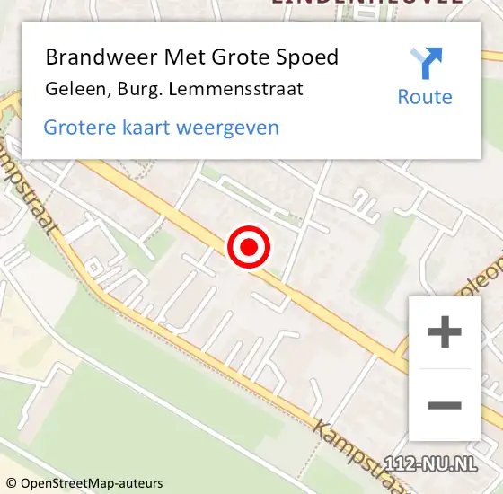 Locatie op kaart van de 112 melding: Brandweer Met Grote Spoed Naar Geleen, Burg. Lemmensstraat op 30 januari 2022 16:53