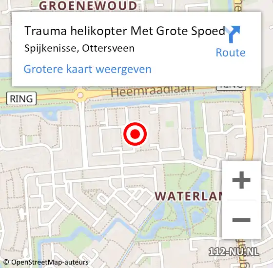 Locatie op kaart van de 112 melding: Trauma helikopter Met Grote Spoed Naar Spijkenisse, Ottersveen op 30 januari 2022 16:58