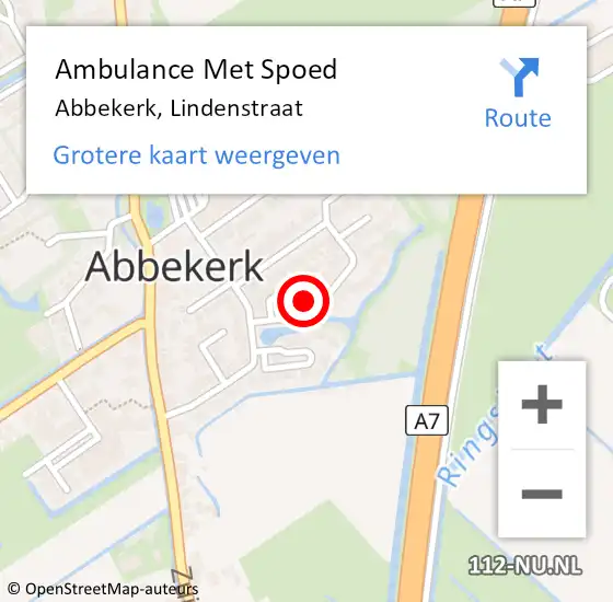 Locatie op kaart van de 112 melding: Ambulance Met Spoed Naar Abbekerk, Lindenstraat op 30 januari 2022 17:04