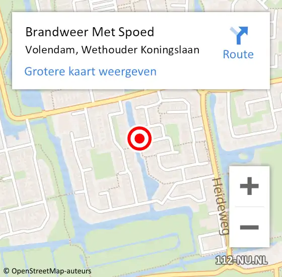 Locatie op kaart van de 112 melding: Brandweer Met Spoed Naar Volendam, Wethouder Koningslaan op 30 januari 2022 17:15