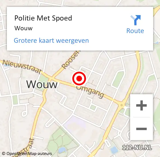 Locatie op kaart van de 112 melding: Politie Met Spoed Naar Wouw op 30 januari 2022 17:18