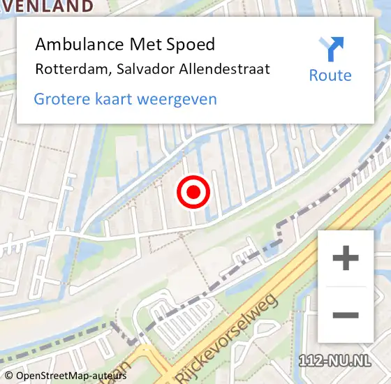 Locatie op kaart van de 112 melding: Ambulance Met Spoed Naar Rotterdam, Salvador Allendestraat op 30 januari 2022 17:25
