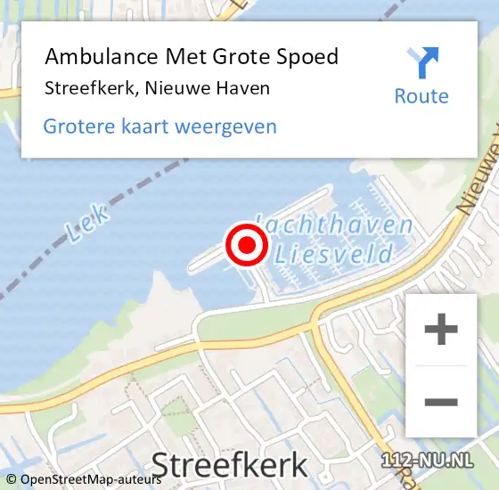 Locatie op kaart van de 112 melding: Ambulance Met Grote Spoed Naar Streefkerk, Nieuwe Haven op 30 januari 2022 17:30