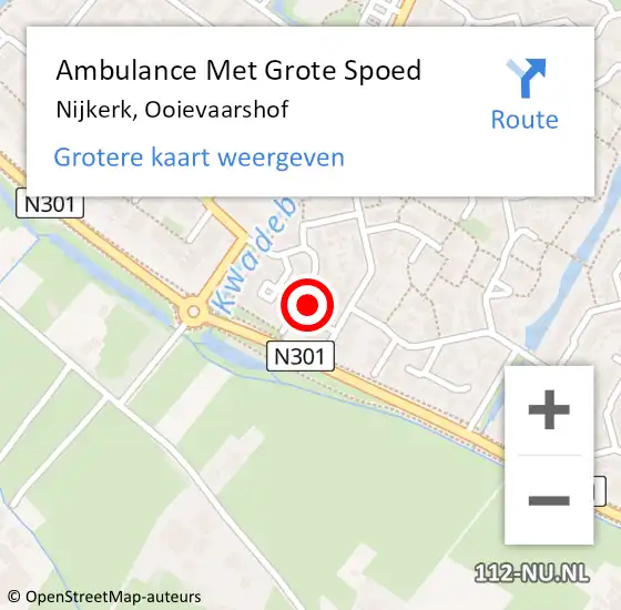 Locatie op kaart van de 112 melding: Ambulance Met Grote Spoed Naar Nijkerk, Ooievaarshof op 30 januari 2022 17:53