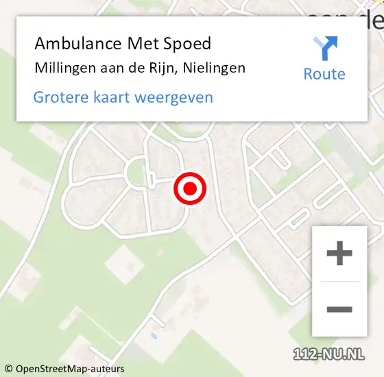 Locatie op kaart van de 112 melding: Ambulance Met Spoed Naar Millingen aan de Rijn, Nielingen op 30 januari 2022 18:04