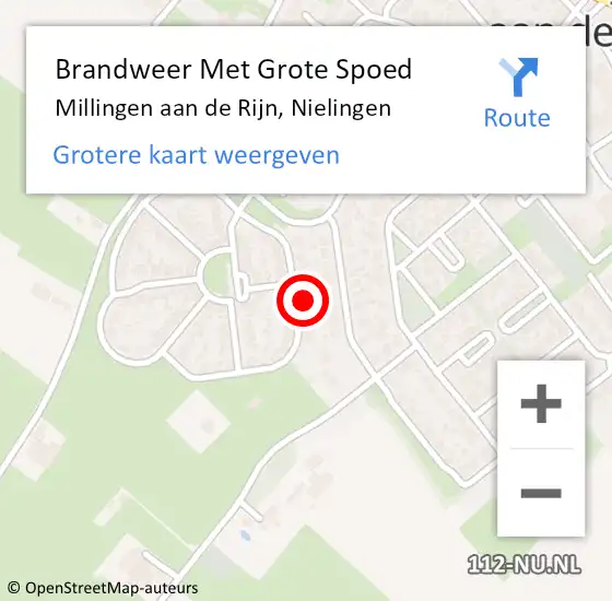 Locatie op kaart van de 112 melding: Brandweer Met Grote Spoed Naar Millingen aan de Rijn, Nielingen op 30 januari 2022 18:04