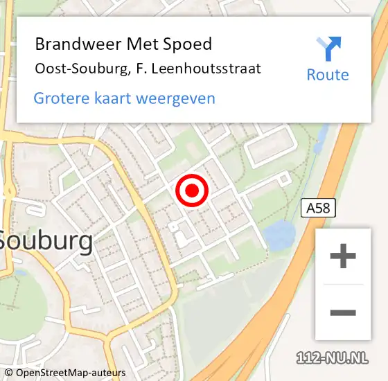 Locatie op kaart van de 112 melding: Brandweer Met Spoed Naar Oost-Souburg, F. Leenhoutsstraat op 30 januari 2022 18:14