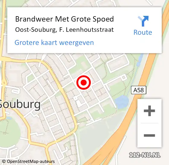 Locatie op kaart van de 112 melding: Brandweer Met Grote Spoed Naar Oost-Souburg, F. Leenhoutsstraat op 30 januari 2022 18:15