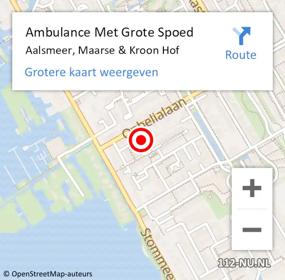 Locatie op kaart van de 112 melding: Ambulance Met Grote Spoed Naar Aalsmeer, Maarse & Kroon Hof op 30 januari 2022 18:19