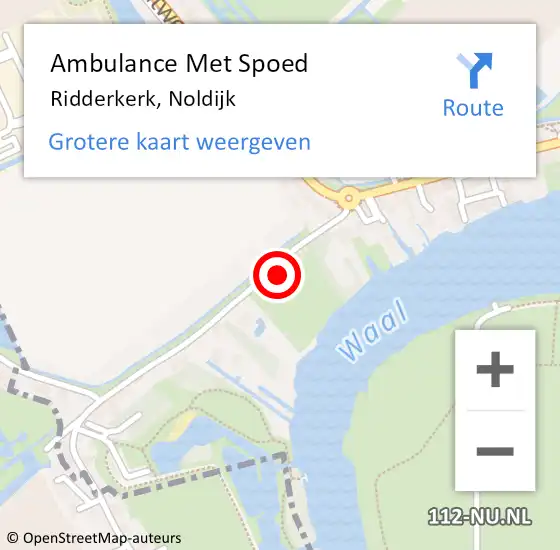 Locatie op kaart van de 112 melding: Ambulance Met Spoed Naar Ridderkerk, Noldijk op 30 januari 2022 18:21