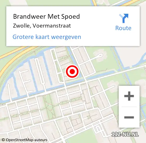 Locatie op kaart van de 112 melding: Brandweer Met Spoed Naar Zwolle, Voermanstraat op 30 januari 2022 18:37