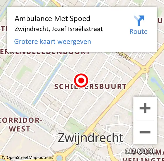 Locatie op kaart van de 112 melding: Ambulance Met Spoed Naar Zwijndrecht, Jozef Israëlsstraat op 30 januari 2022 18:55