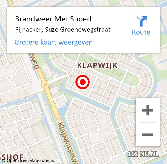 Locatie op kaart van de 112 melding: Brandweer Met Spoed Naar Pijnacker, Suze Groenewegstraat op 30 januari 2022 19:12