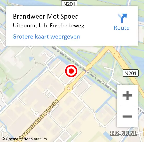 Locatie op kaart van de 112 melding: Brandweer Met Spoed Naar Uithoorn, Joh. Enschedeweg op 30 januari 2022 19:28