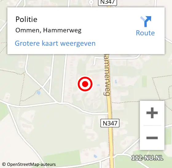 Locatie op kaart van de 112 melding: Politie Ommen, Hammerweg op 30 januari 2022 19:52