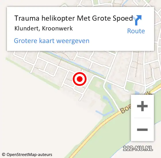 Locatie op kaart van de 112 melding: Trauma helikopter Met Grote Spoed Naar Klundert, Kroonwerk op 30 januari 2022 20:01