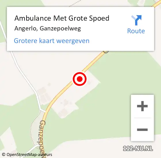 Locatie op kaart van de 112 melding: Ambulance Met Grote Spoed Naar Angerlo, Ganzepoelweg op 30 januari 2022 20:02