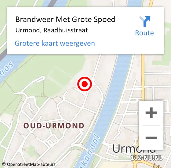 Locatie op kaart van de 112 melding: Brandweer Met Grote Spoed Naar Urmond, Raadhuisstraat op 30 januari 2022 20:09