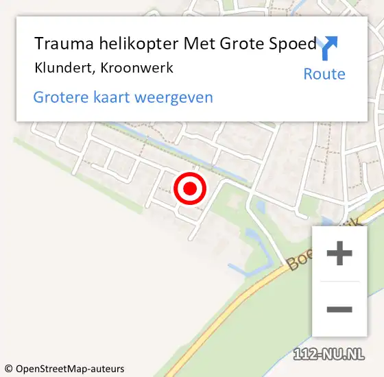 Locatie op kaart van de 112 melding: Trauma helikopter Met Grote Spoed Naar Klundert, Kroonwerk op 30 januari 2022 20:09