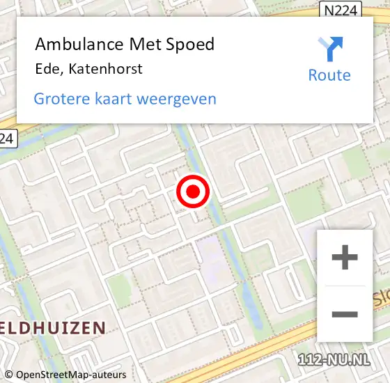 Locatie op kaart van de 112 melding: Ambulance Met Spoed Naar Ede, Katenhorst op 30 januari 2022 20:19