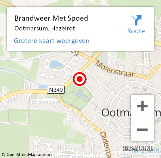 Locatie op kaart van de 112 melding: Brandweer Met Spoed Naar Ootmarsum, Hazelrot op 6 juli 2014 21:13