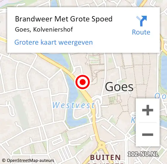 Locatie op kaart van de 112 melding: Brandweer Met Grote Spoed Naar Goes, Kolveniershof op 30 januari 2022 20:22