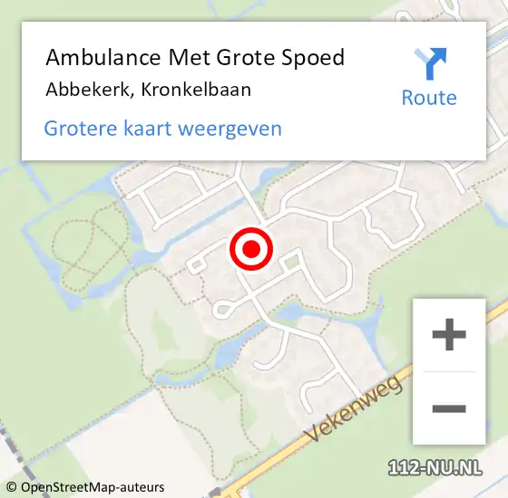Locatie op kaart van de 112 melding: Ambulance Met Grote Spoed Naar Abbekerk, Kronkelbaan op 30 januari 2022 20:32