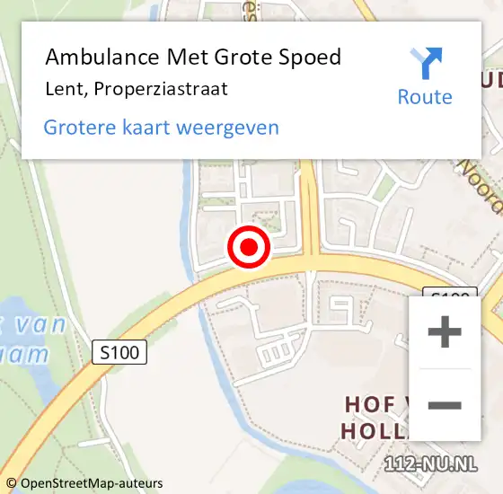 Locatie op kaart van de 112 melding: Ambulance Met Grote Spoed Naar Lent, Properziastraat op 30 januari 2022 20:47