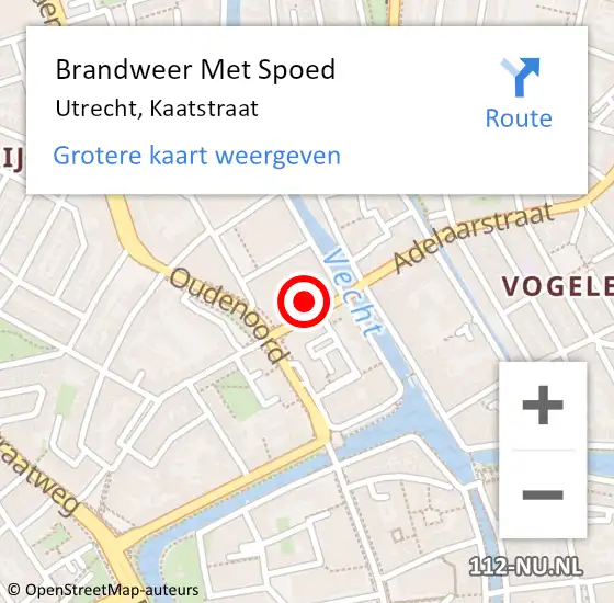 Locatie op kaart van de 112 melding: Brandweer Met Spoed Naar Utrecht, Kaatstraat op 30 januari 2022 20:48