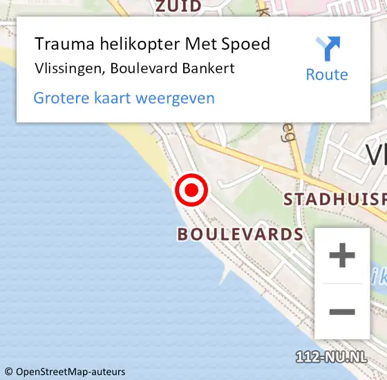 Locatie op kaart van de 112 melding: Trauma helikopter Met Spoed Naar Vlissingen, Boulevard Bankert op 30 januari 2022 21:26