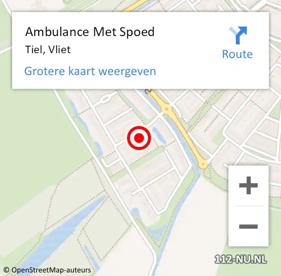 Locatie op kaart van de 112 melding: Ambulance Met Spoed Naar Tiel, Vliet op 30 januari 2022 21:32