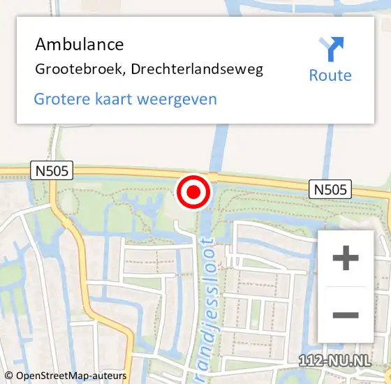 Locatie op kaart van de 112 melding: Ambulance Grootebroek, Drechterlandseweg op 30 januari 2022 21:39