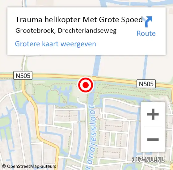 Locatie op kaart van de 112 melding: Trauma helikopter Met Grote Spoed Naar Grootebroek, Drechterlandseweg op 30 januari 2022 21:43