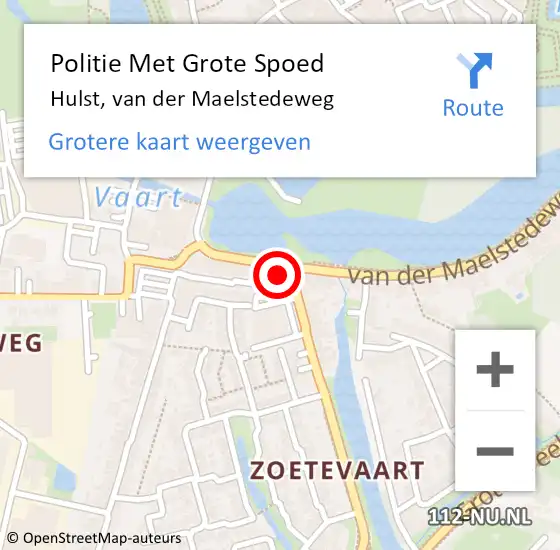 Locatie op kaart van de 112 melding: Politie Met Grote Spoed Naar Hulst, van der Maelstedeweg op 30 januari 2022 21:44