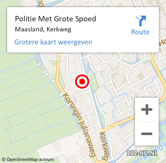 Locatie op kaart van de 112 melding: Politie Met Grote Spoed Naar Maasland, Kerkweg op 30 januari 2022 21:58