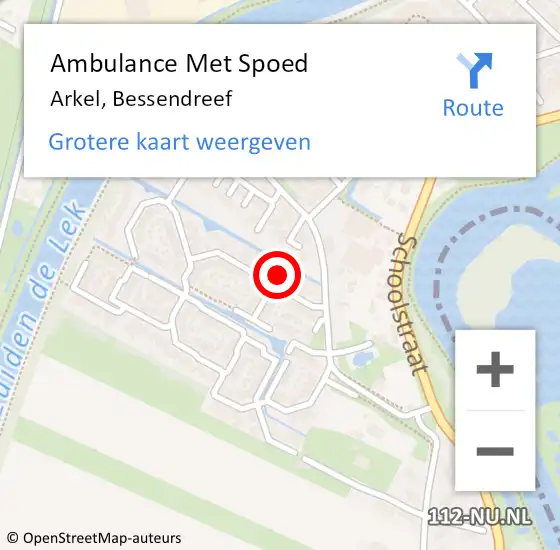 Locatie op kaart van de 112 melding: Ambulance Met Spoed Naar Arkel, Bessendreef op 30 januari 2022 22:19