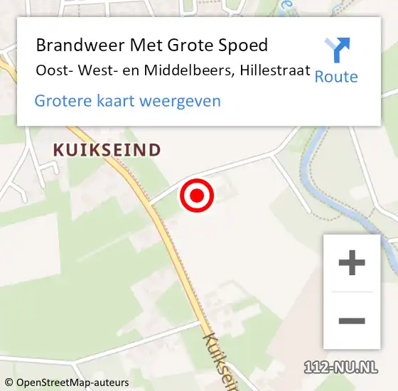 Locatie op kaart van de 112 melding: Brandweer Met Grote Spoed Naar Oost- West- en Middelbeers, Hillestraat op 30 januari 2022 22:32