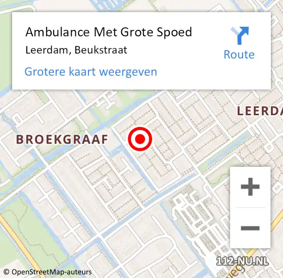 Locatie op kaart van de 112 melding: Ambulance Met Grote Spoed Naar Leerdam, Beukstraat op 30 januari 2022 22:32